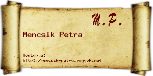 Mencsik Petra névjegykártya